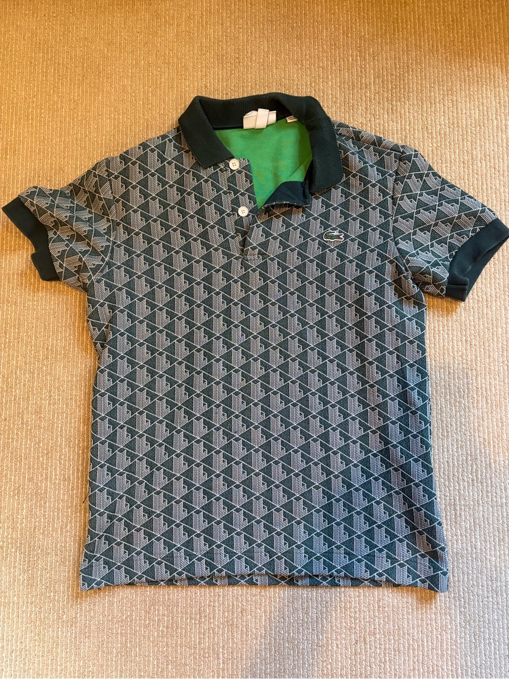 Lacoste Men’s ' Green Patterned Polo Shirt